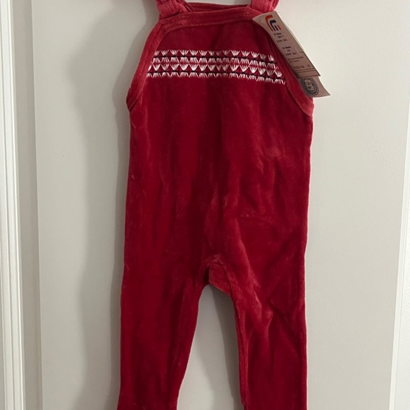 Red Velour footed European Baby Romper Made in Austria - Picture 2 of 7